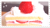 Stamp of white cake with whipped cream and strawberries