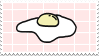 Stamp of an egg on a pink gridded background