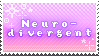 Stamp of a pink background with the text 'neurodivergent'